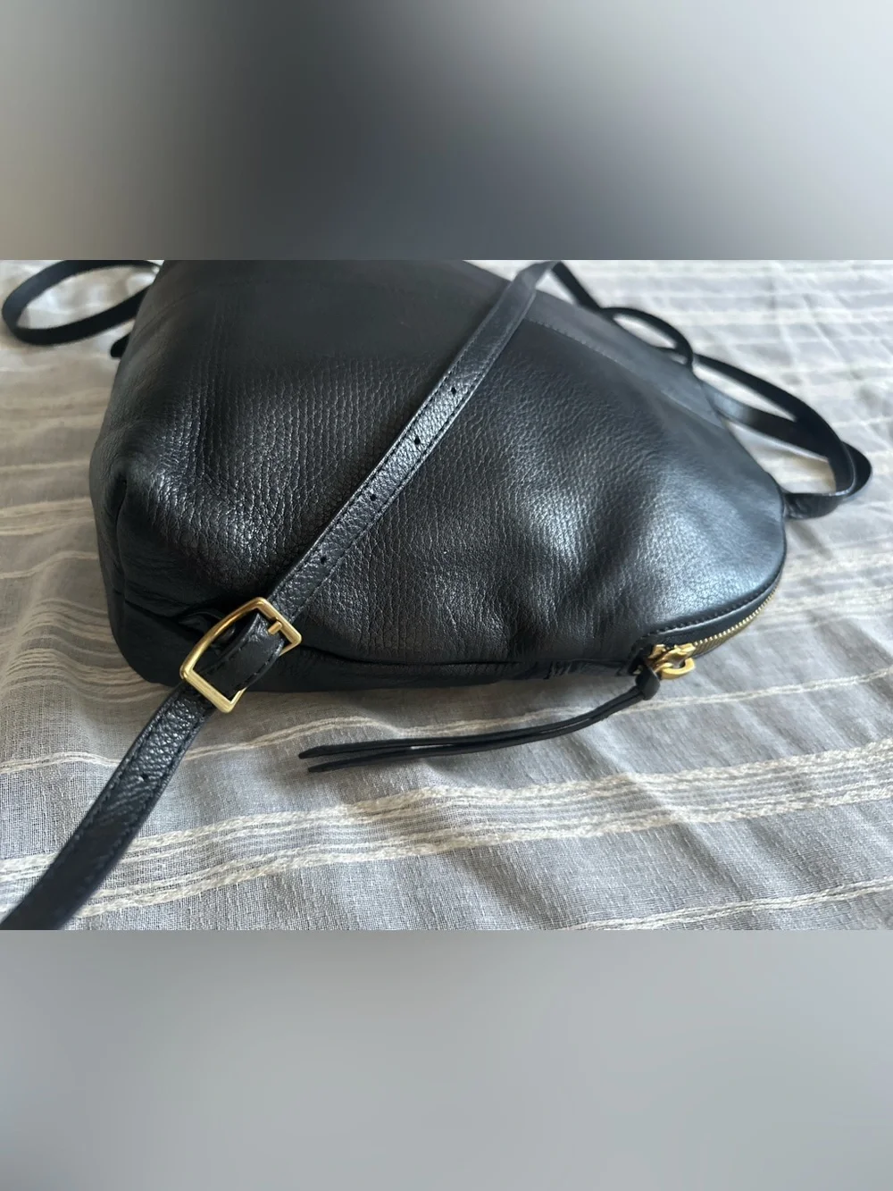 MARGOT New York Black Leather Camille Convertible Backpack
